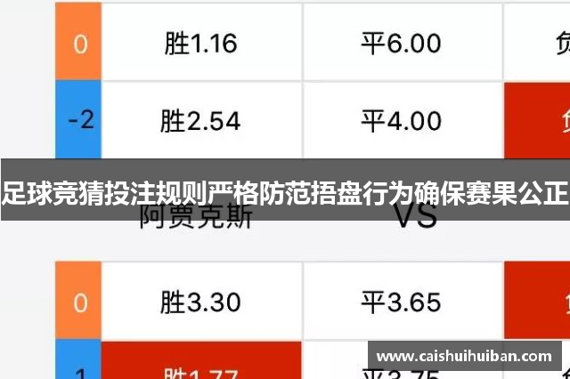足球竞猜投注规则严格防范捂盘行为确保赛果公正