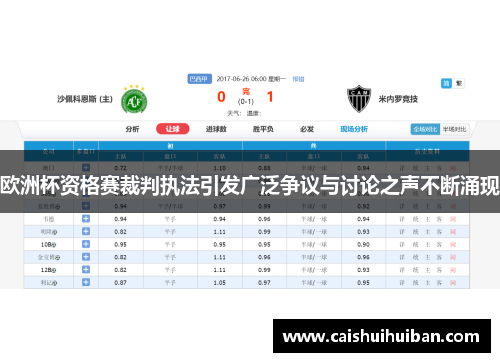 欧洲杯资格赛裁判执法引发广泛争议与讨论之声不断涌现